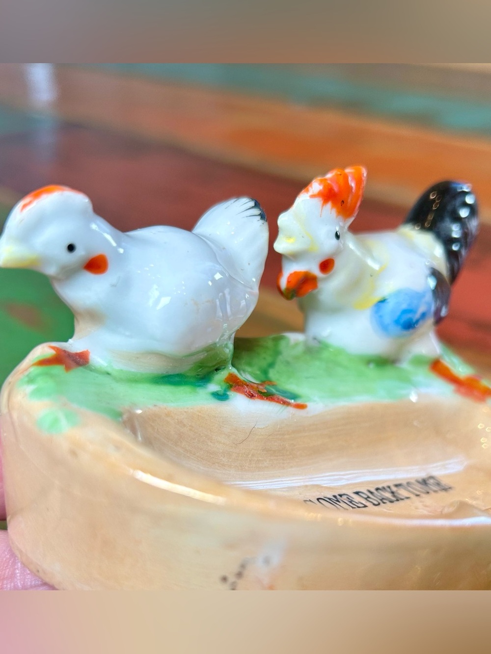 Retro 50s Japan Lusterware Rooster Chicken Tray Lover Come Back To Me - Picture 10 of 16